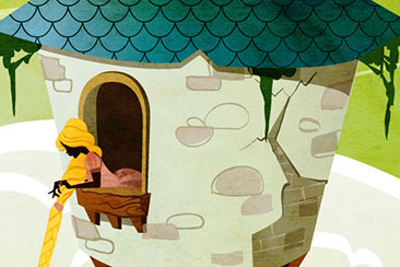 Rapunzel tower - children book illustration