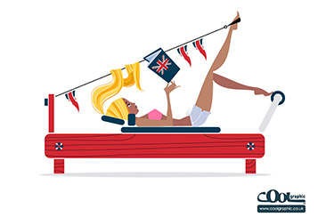 Pilates Girl - Retro vintage vector illustration