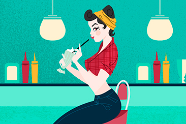 Pinup Diner - Retro illustration