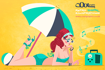 Pin-up Beach Summer - Retro illustration