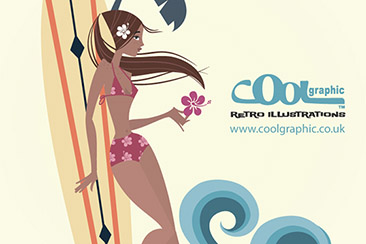 Surf Girl - Retro illustration