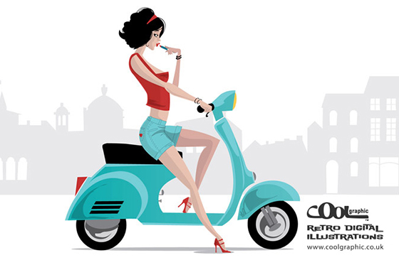 Vespa Girl illustration thumb